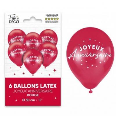 Bal24ru ballon latex rouge metallique 30cm joyeux anniversaire