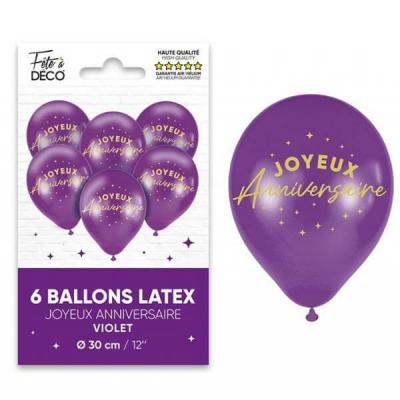 Bal24vl ballon latex 30cm violet astral joyeux anniversaire