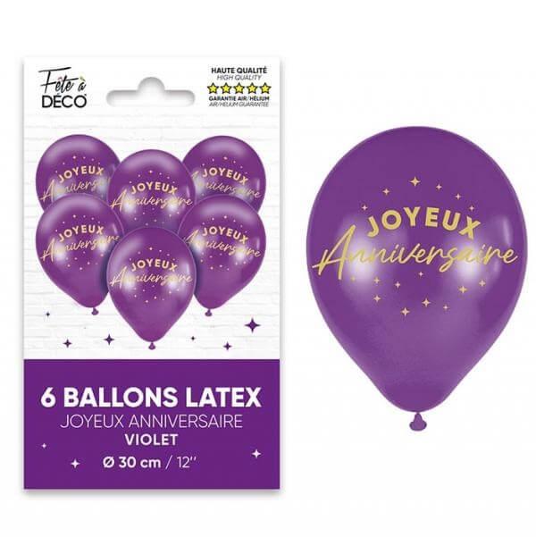Bal24vl ballon latex 30cm violet astral joyeux anniversaire
