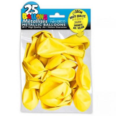 Balc10 ballon latex jaune metallique 30cm