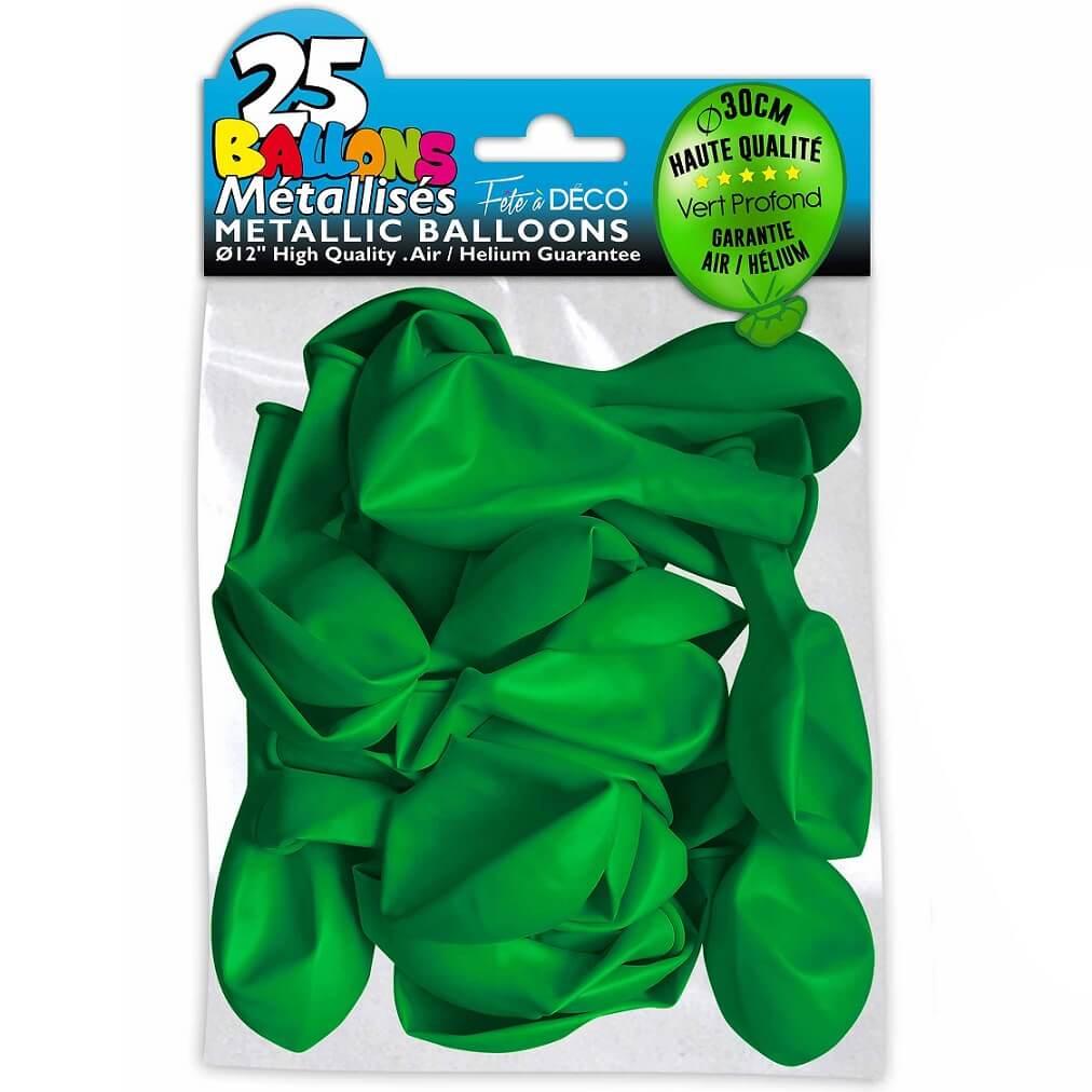 Balc13 ballon latex metallique vert 30cm