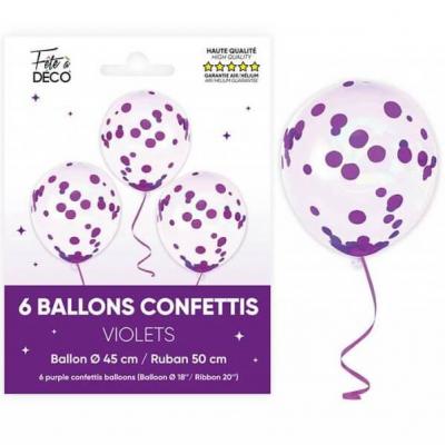 Balct24vl ballon transparent latex confettis violet astral