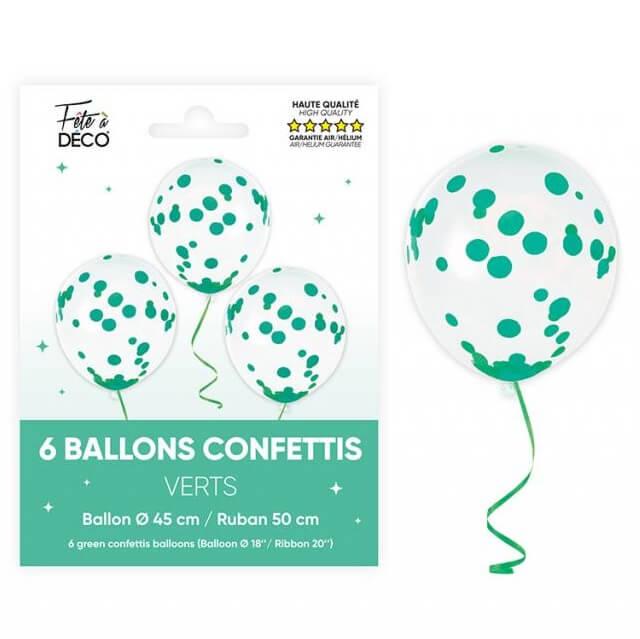 Balct24vr ballon latex transparent avec confettis vert mint