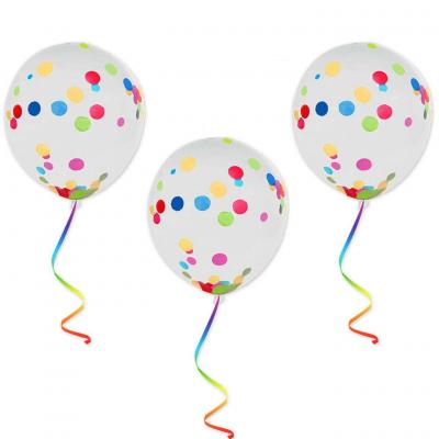 6 Ballons en latex transparent avec confettis multicolore en papier 45cm REF/BALCTM