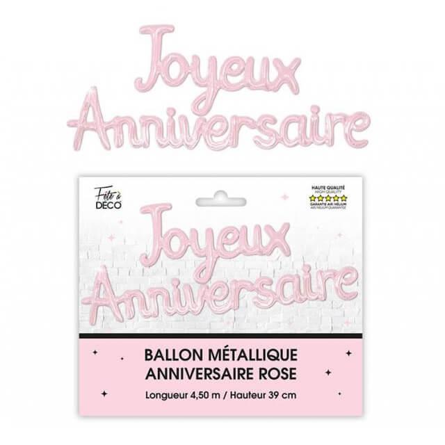 Balgj24 ballon aluminium joyeux anniversaire rose