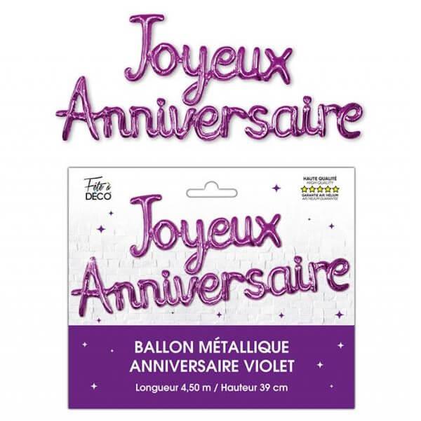 Balgj24vl ballon lettre joyeux anniversaire aluminium violet astral
