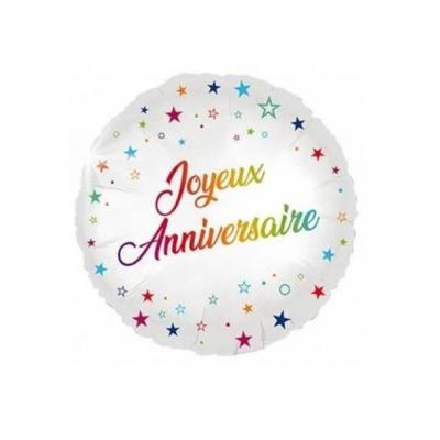 Balhm00 ballon aluminium multicolore holographique joyeux anniversaire