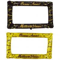 Ballon aliminium cadre photo noir et dore or bonne annee nouvel an