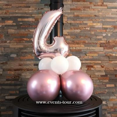 Ballon aluminium anniversaire rose gold chiffre 4