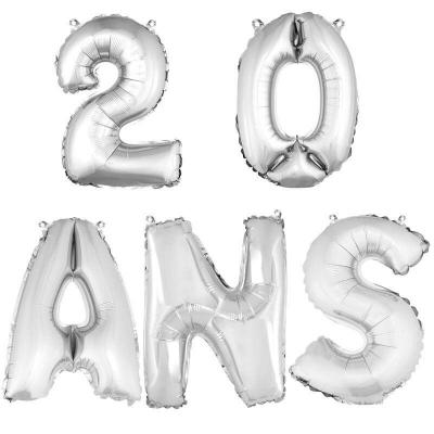 Ballon aluminium anniversaire 20 ans argent (x1)