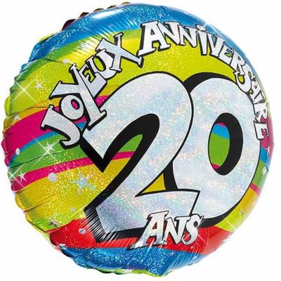 Ballon holographique anniversaire 20ans (x1) REF/BALH02