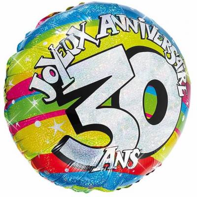 Ballon holographique anniversaire 30ans (x1) REF/BALH03