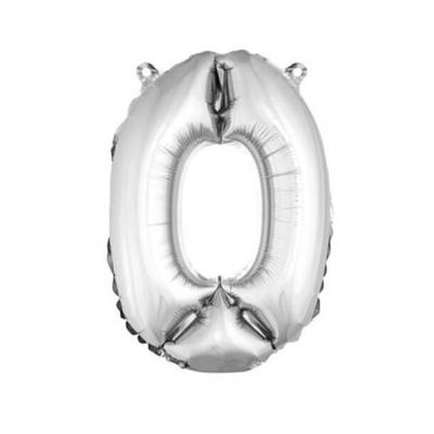 Ballon aluminium anniversaire chiffre 0 argent