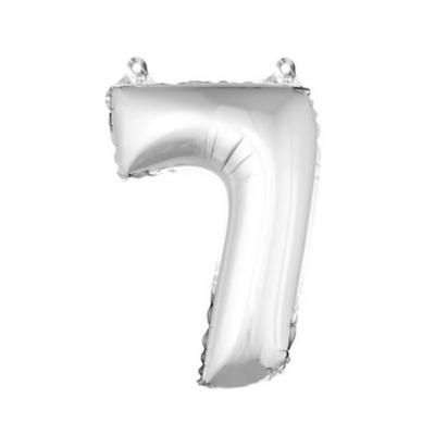 Ballon aluminium anniversaire chiffre 7 argent