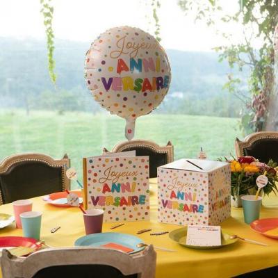 Ballon aluminium anniversaire multicolore 45cm