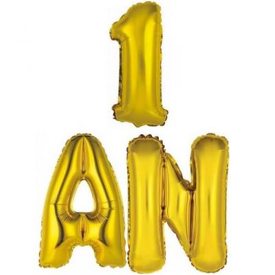 Ballon aluminium anniversaire or 1an.