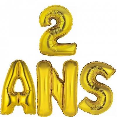 Ballon aluminium anniversaire or 2ans.