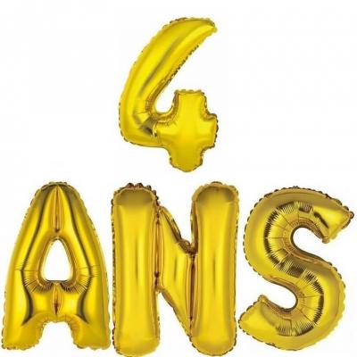 Ballon aluminium anniversaire or 4ans.