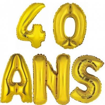 Ballon aluminium anniversaire 40ans or.