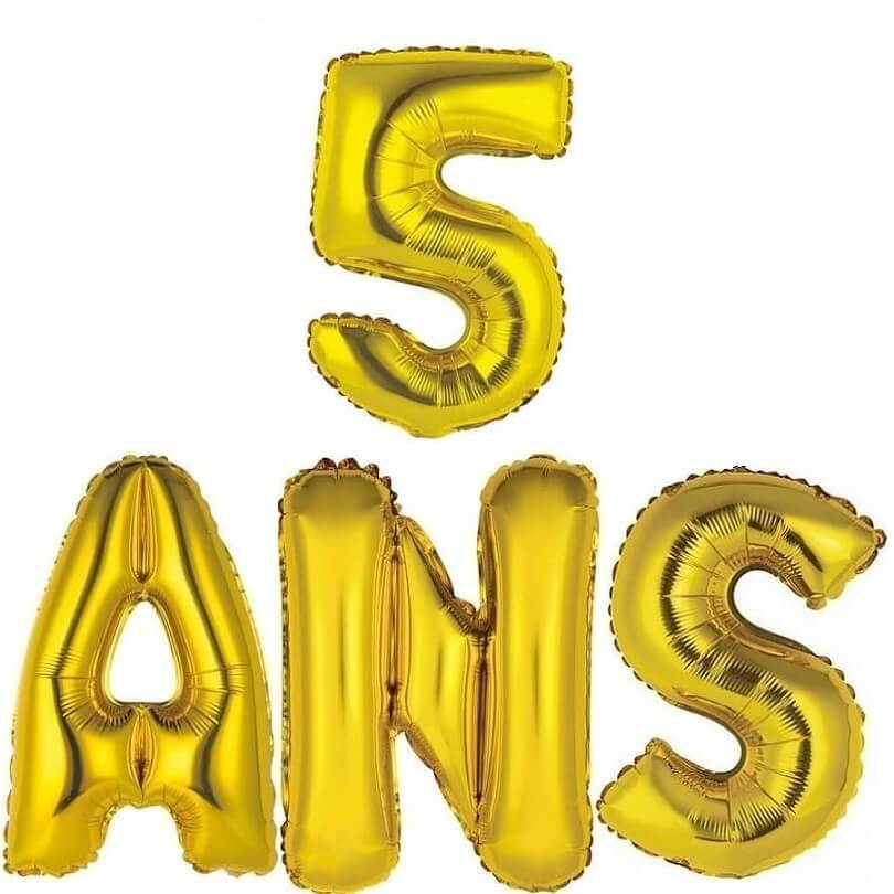 Ballon aluminium anniversaire or 5ans (x1) BA3000-BA3008