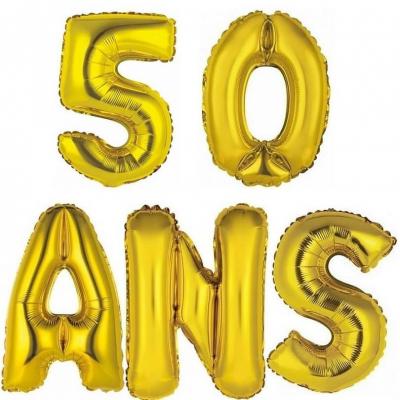 Ballon aluminium anniversaire 50ans or.