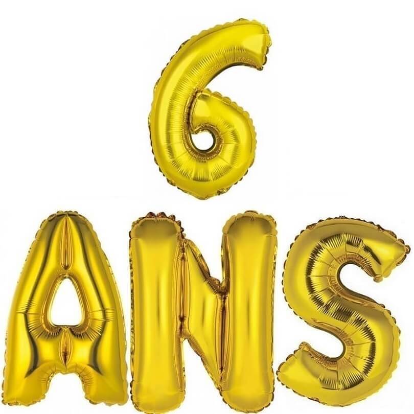 Ballon aluminium anniversaire or 6ans (x1) BA3000-BA3008