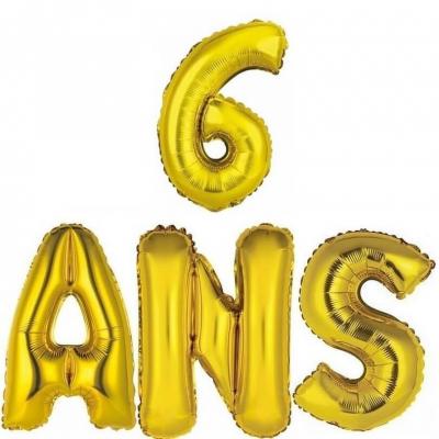 Ballon aluminium anniversaire or 6ans.