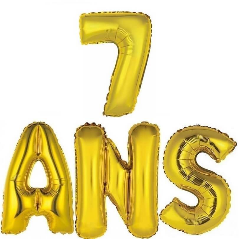 Ballon aluminium anniversaire or 7ans (x1) BA3000-BA3008