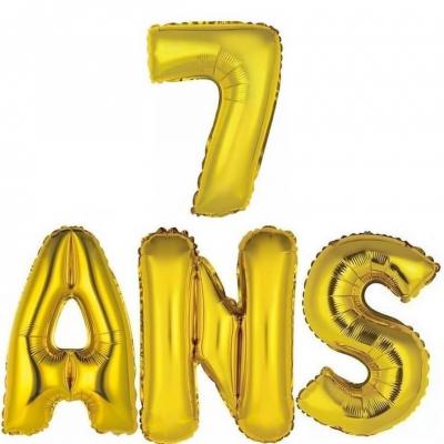 Ballon aluminium anniversaire or 7ans.