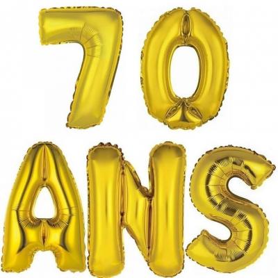 Ballon aluminium anniversaire 70ans or.