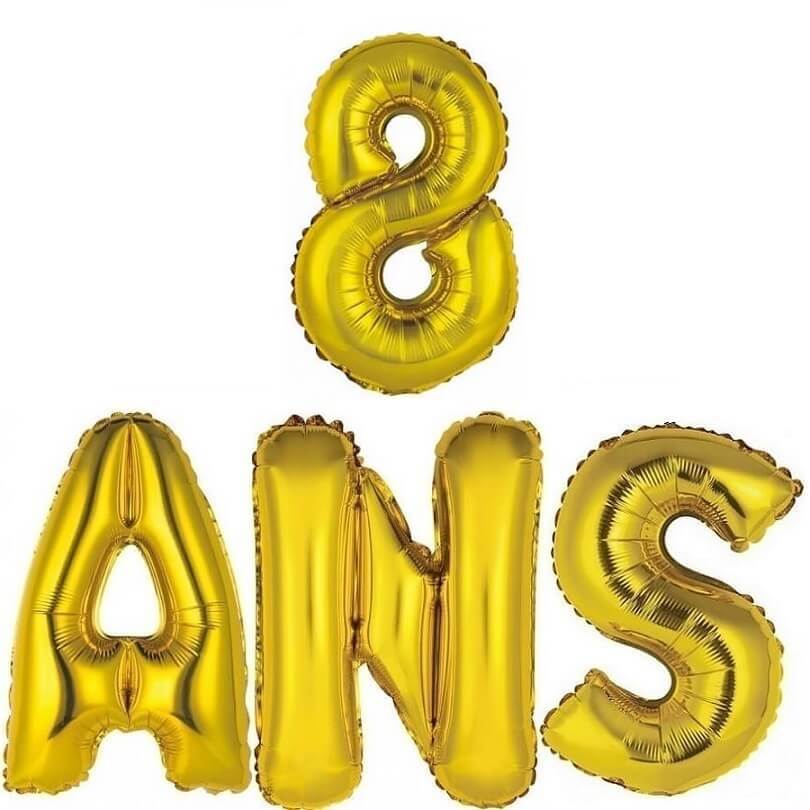 Ballon Aluminium Anniversaire Or 8ans X1 Ba3000 Ba3008