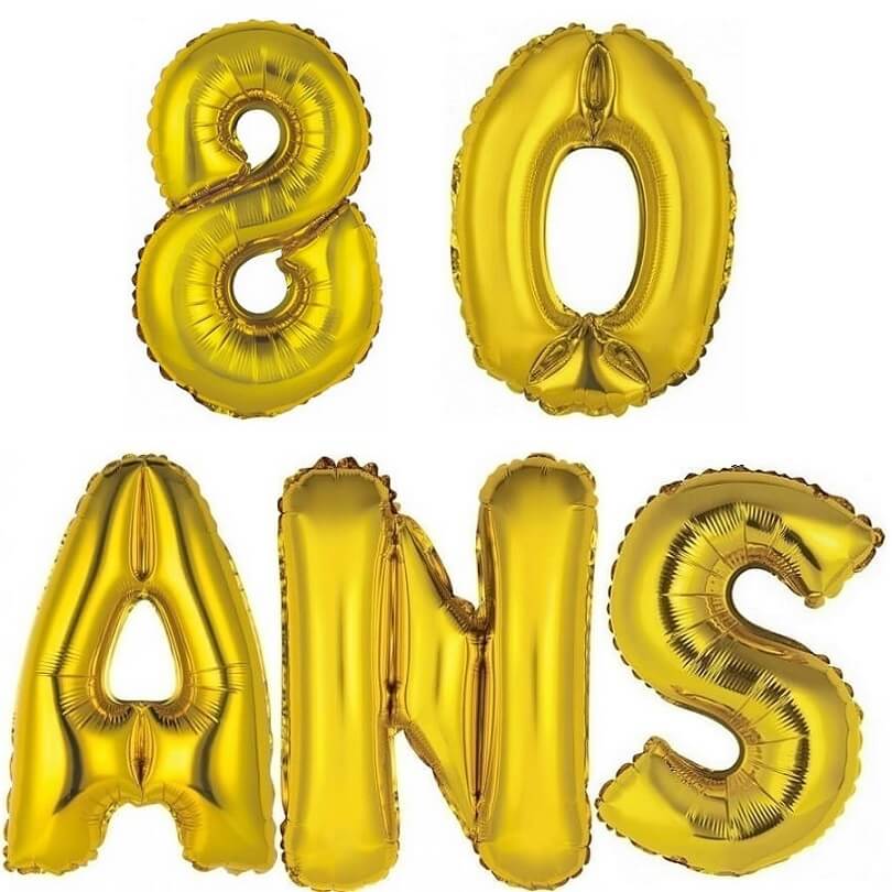 Ballon Anniversaire - Blanc et Or - 80 ans - Jour de Fête - 80