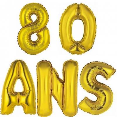 Ballon aluminium anniversaire 80ans or.