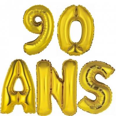 Ballon aluminium anniversaire or 90ans.