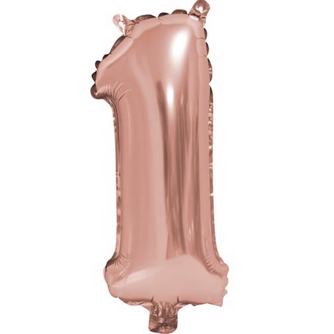 Ballon aluminium anniversaire rose gold chiffre 1