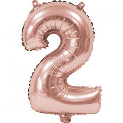 Ballon aluminium anniversaire rose gold chiffre 2