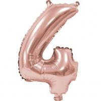 Ballon aluminium anniversaire rose gold chiffre 4