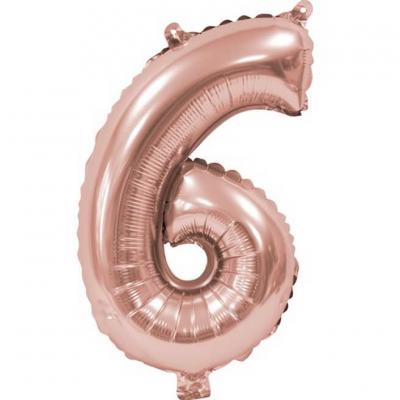 Ballon anniversaire chiffre 6 rose gold métallique aluminium (x1) REF/BA3000