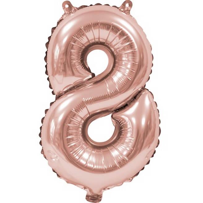 Ballon aluminium anniversaire rose gold chiffre 8