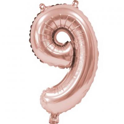Ballon aluminium anniversaire rose gold chiffre 9