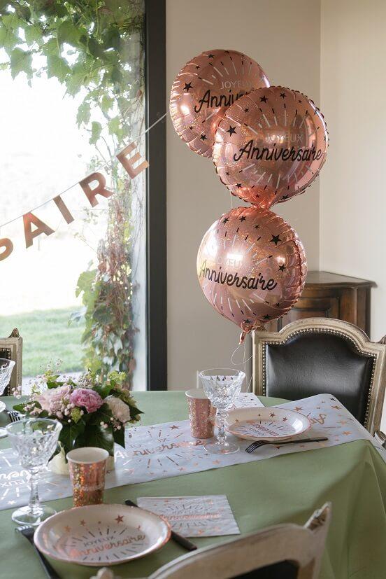 Centre de table lettre Joyeux Anniversaire rose gold REF/7590