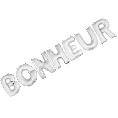 Ballon aluminium BONHEUR argent (x1) REF/BA3005