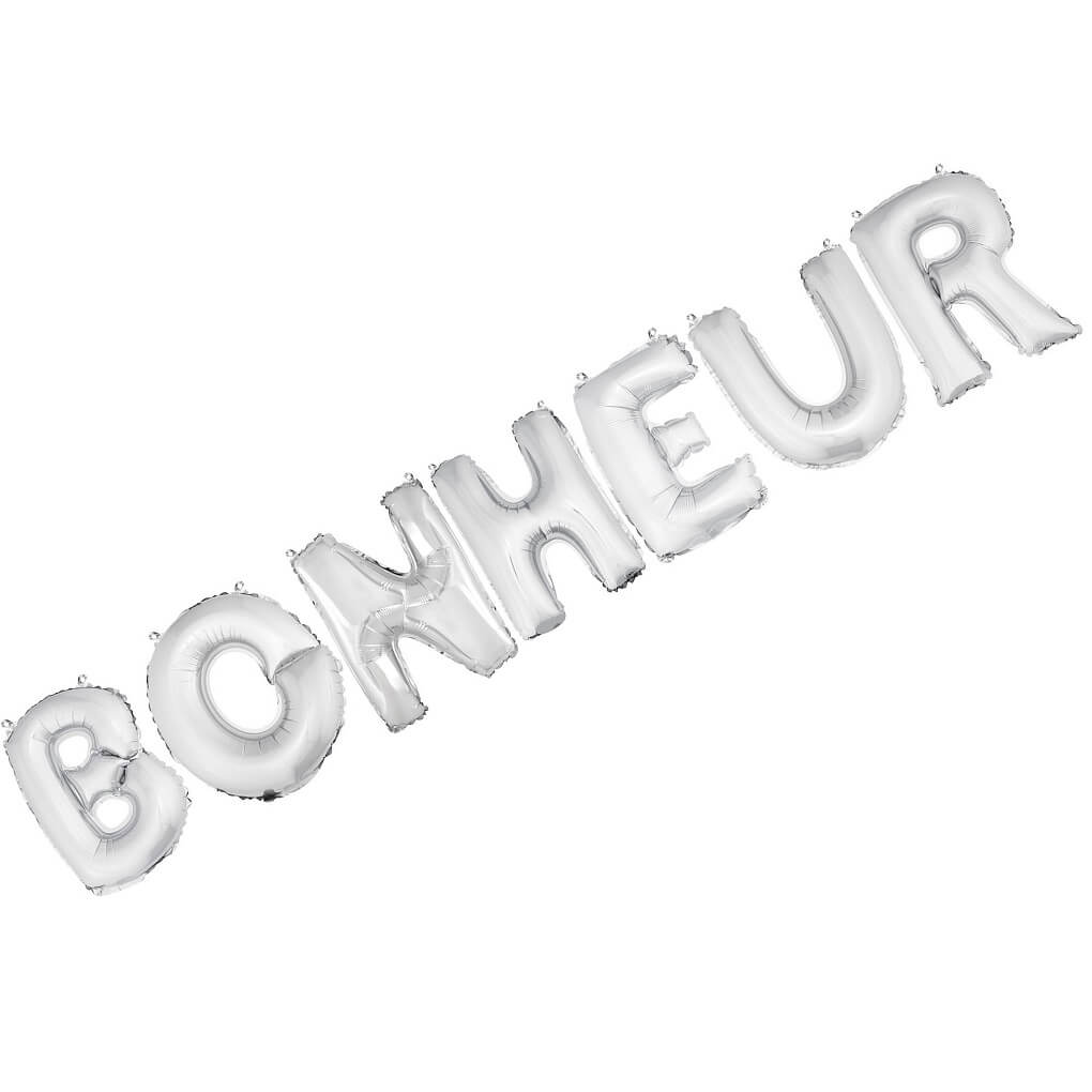 Ballon aluminium argent bonheur