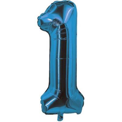 Ballon bleu aluminium chiffre 1 pour fête anniversaire 30cm (x1) REF/70051