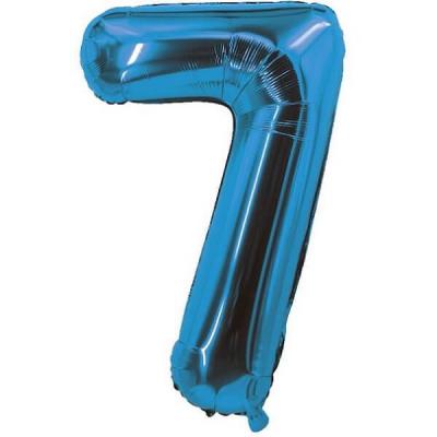 Ballon bleu aluminium chiffre 7 pour fête anniversaire 30cm (x1) REF/70057