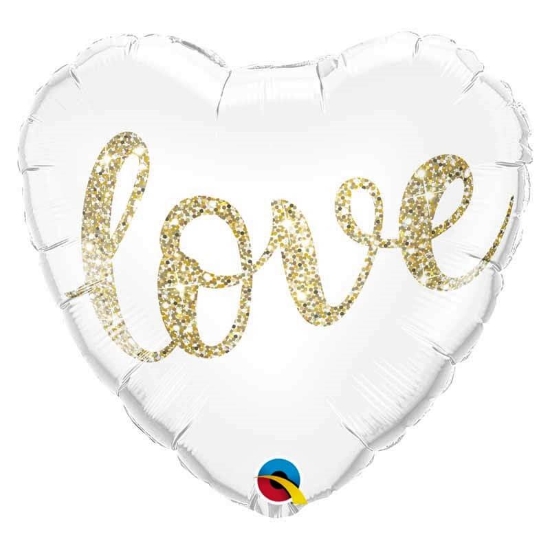 Ballon coeur love blanc et doré REF/57322 Mariage ou St Valentin