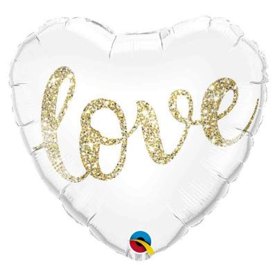 Ballon aluminium coeur mariage love blanc dore or qualatex