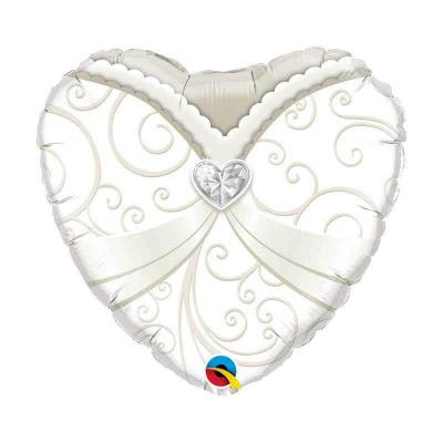 Ballon aluminium coeur mariage robe de la mariee blanc et beige qualatex