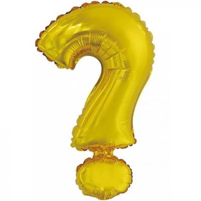 1 Ballon aluminium symbole point d'interrogation doré or métallique de 36 cm REF/BALMORINT