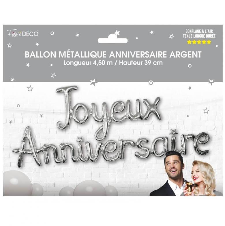 Ballon aluminium fete anniversaire argent metallique